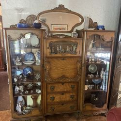 20th-century (probably 1(contact info removed)) oak or walnut china cabinet