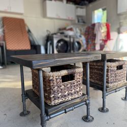 Nightstands- Dark Wood, Industrial Style End Tables