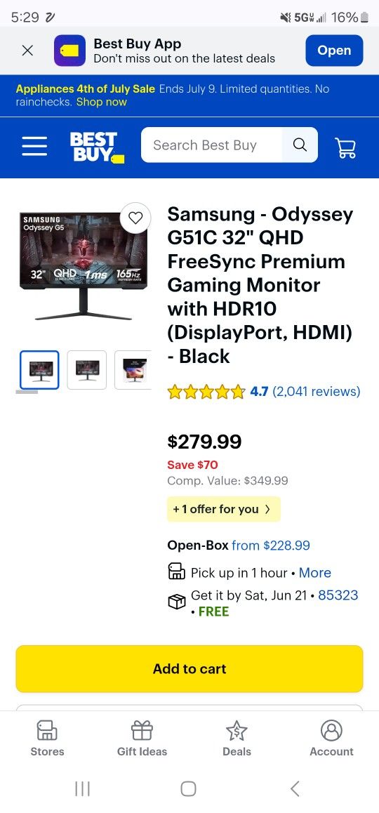 Samsung - Odyssey G51C 32" QHD FreeSync Premium Gaming Monitor