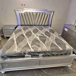 STORAGE BED W/ LED headboard 🤩🤩🤩