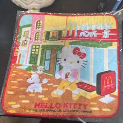 Japanese antique SANRIO Hello Kitty Local Kitty mini towel Collaboratin product