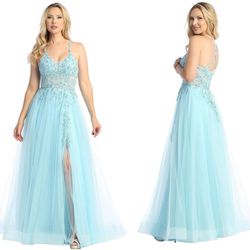 New With Tags Aqua Corset & Tulle Long Formal Dress & Prom Dress $125