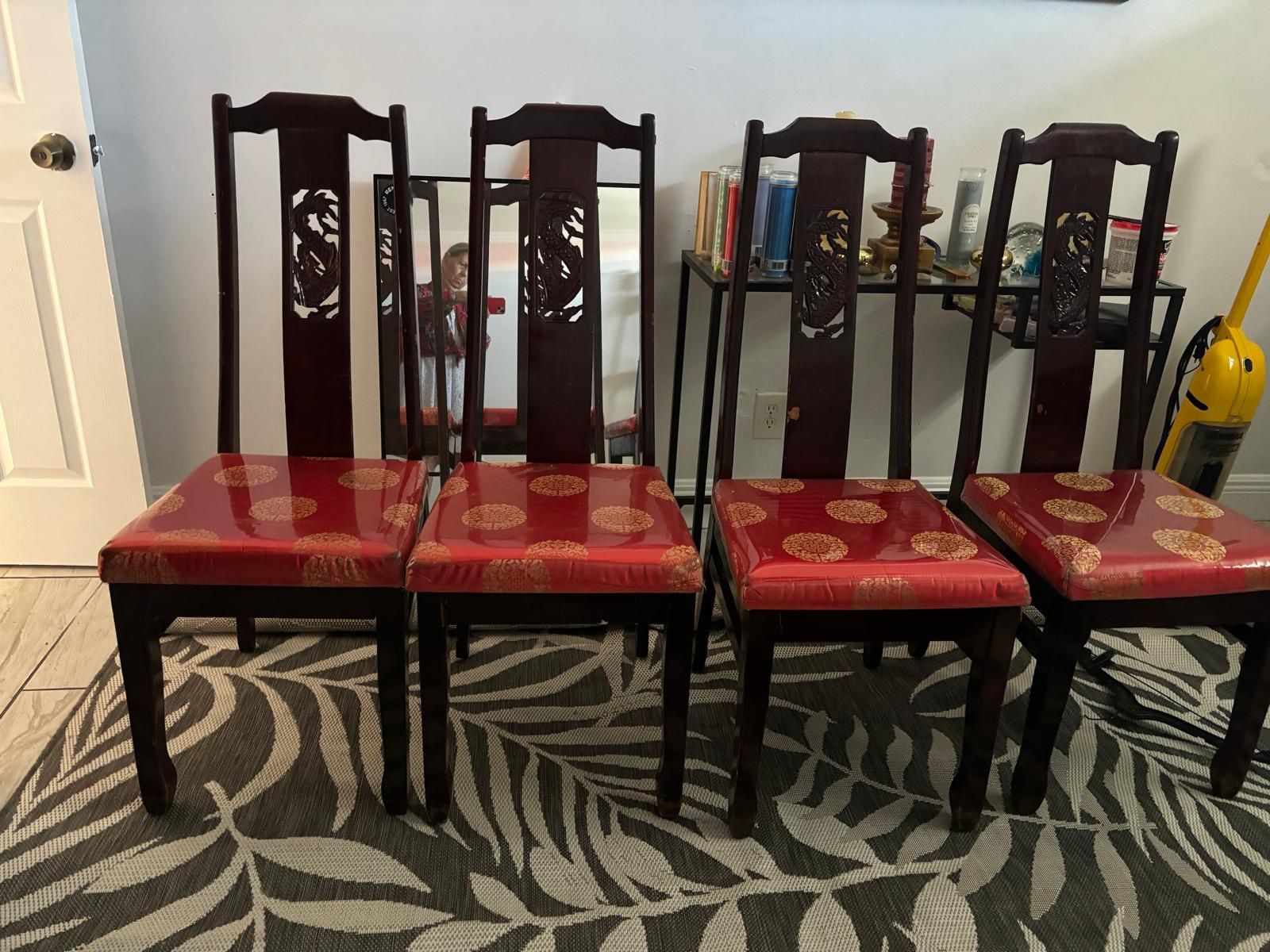 Asia oriental chairs with a large dragon on the back of each chair… $300