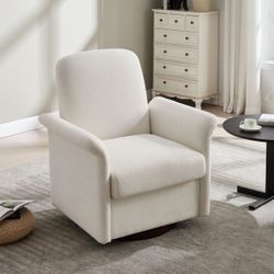 Swivel Accent Chair Modern Barrel Armchair with Wood Base for Bedroom Reading Waiting Living Room