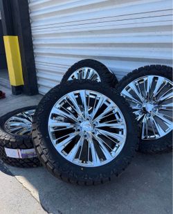 22” Inch Chrome Wheels Rims Tires For Chevy Silverado Ram 1500 Gmc Sierra