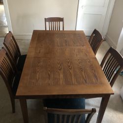 Wood Dining Table 6 Chairs 