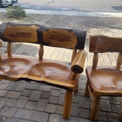 Rustic Design Solid Wood Bench And Chair $545