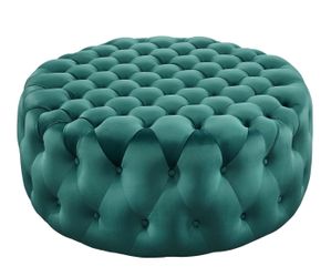 Ashley Furniture Round Tufted Ottoman (Teal)– *BRAND NEW*