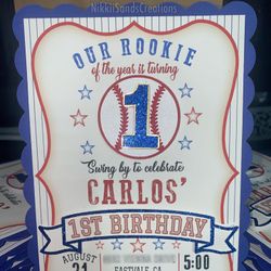 Rookie Of The Year Baseball Invitations