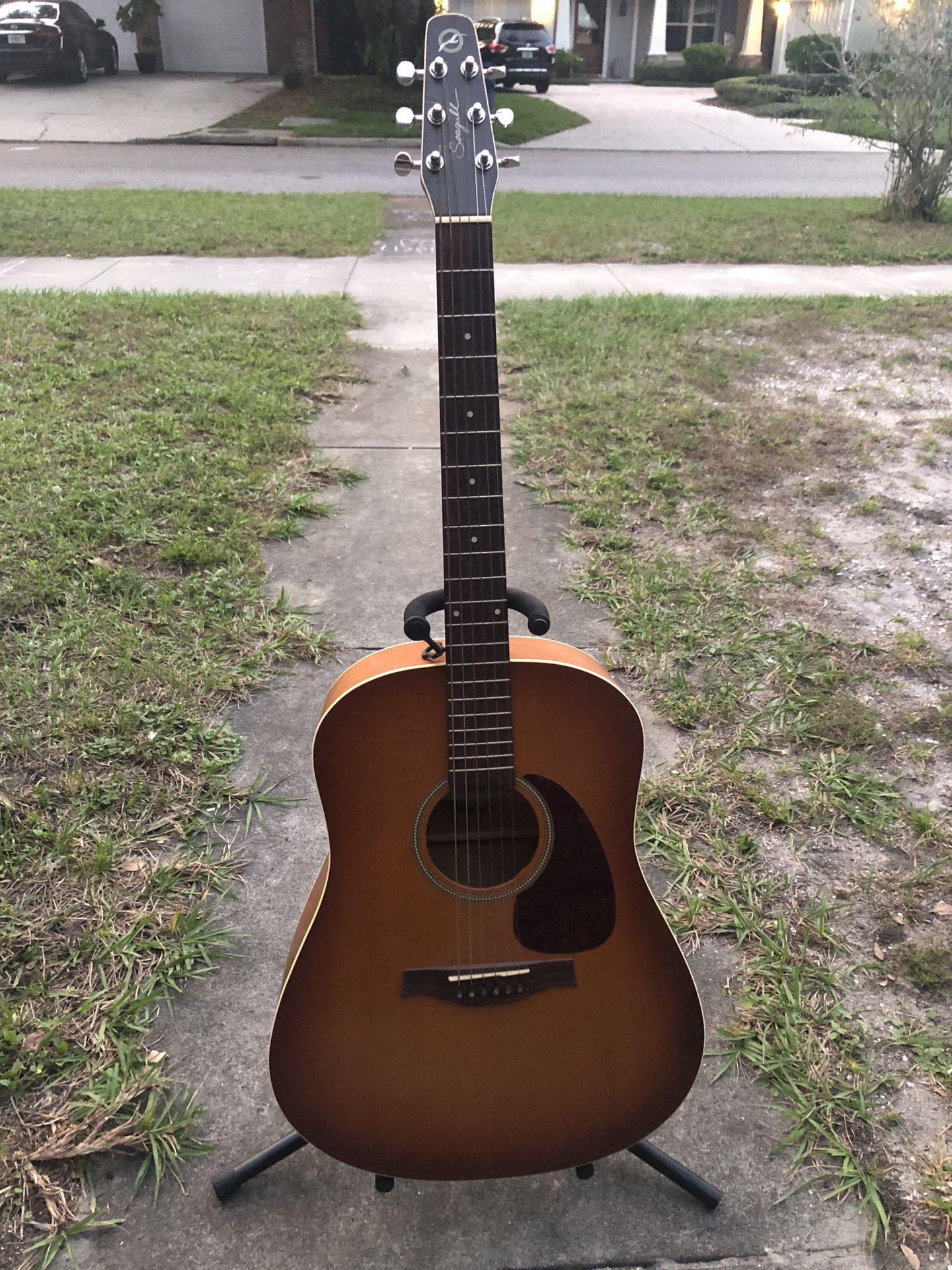 Seagull Acoustic Guitar w/ stand & Fender case