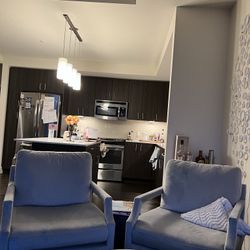 Set Of Two Light Gray Velvet Armchairs