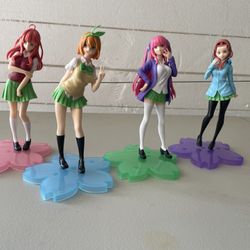 Anime Figures The Quintessential Quintuplets PVC Figures with stands. Lot of 4