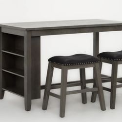 Grey Counter Height Dining With Shelves & 2 Stools $390  OBO