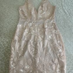 Sequin Short Dress A .peach 