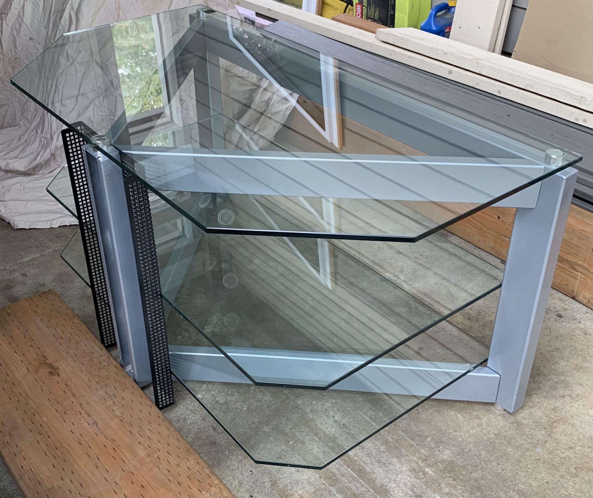 TV Stand With 3 Glass Shelves