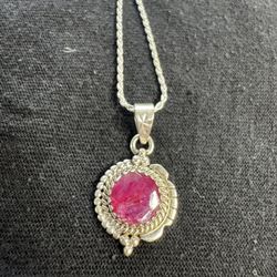 Ruby Pendant And Chain 