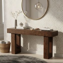 New! 63-Inch Long Console Table, MDF Wood Grain Rectangular Sofa Table Behind The Couch, Farmhouse Entryway Table for Entrance, Hallway, Living Room