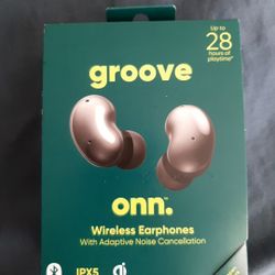 Groove Onn Earphones with Adaptive Noise Cancellation & Charging Case, Black