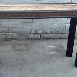 Wooden Console Table With Bronze Metal Legs 