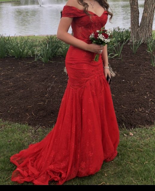 Jovani Mermaid Beaded Prom Dress Size 4 Off Shoulders