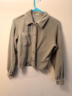 Madewell XXS Sage Green Corduroy Cropped Button-Up Shirt