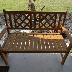 Outdoor wood bench