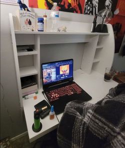 White floating desk