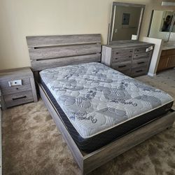 Brand New 5 Pcs Bedroom Set King Or Ck Bed, 1 Night, Drwsser, Mirror & Matt $899