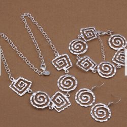 925 Sterling Silver Hammered Jewelry Set