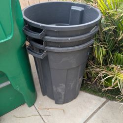 32 Gallon Plastic Gray Trash Cans Without Lids