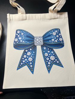 Blue bow Canvas Tote Bag