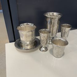 6 Piece Antique Sterling Silver & Silver Plate Cups