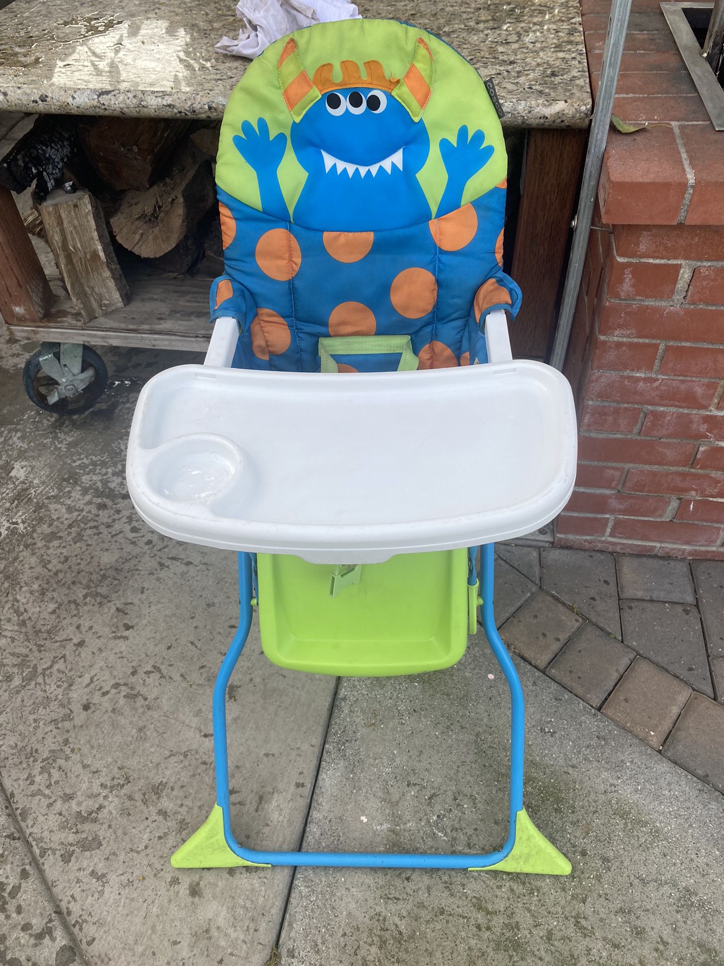 Cosco Simple Fold Deluxe High Chair with 3-Position Tray, Monster Syd