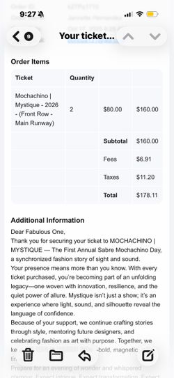 Fashion show tickets
