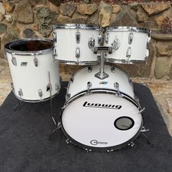  Ludwig Vistalite White 4pc Drum Set Kit 