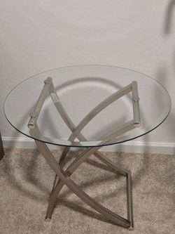 Round Glass Top Side Table with Chrome Base