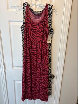 Set of 3 White Stag Zebra Print & George Sleeveless Maxi Dresses Size Large (12-14) New & Used