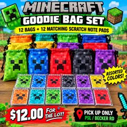 Minecraft Goodie Bag Set – 12 Bags + 12 Notepads