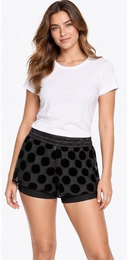 Victoria’s Secret Black Sheer Velvet Dot Shorts Large