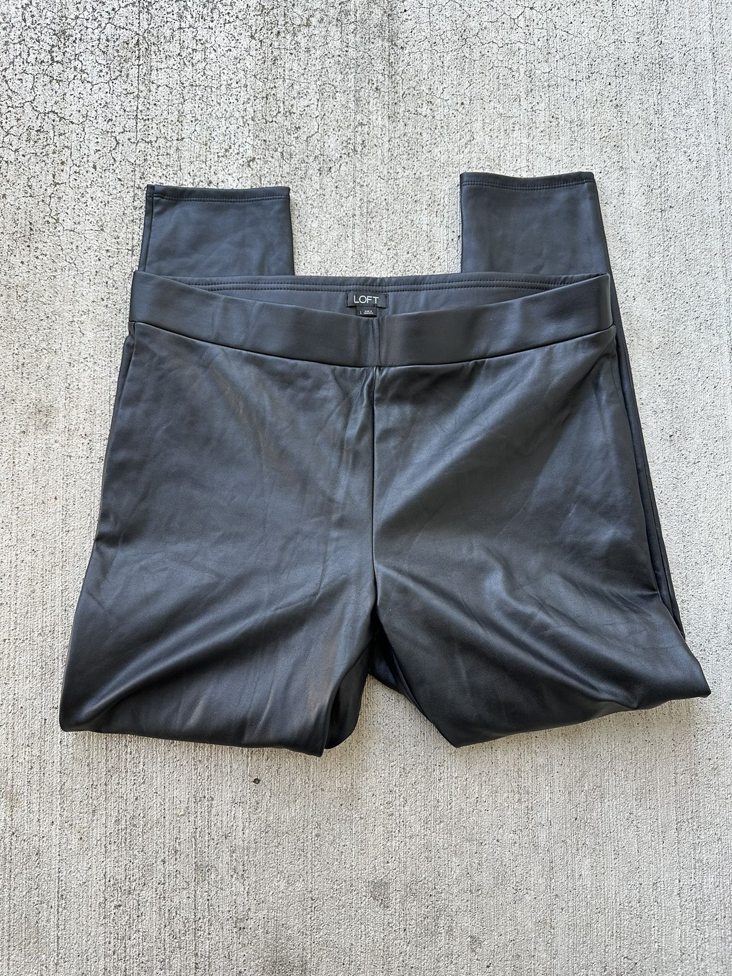 Brand New Black High Waisted Faux Leather Pants, Women’s Size L