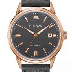 Bulova Men's Frank Sinatra Summer Wind Automatic Gray Leather Strap Watch 40mm