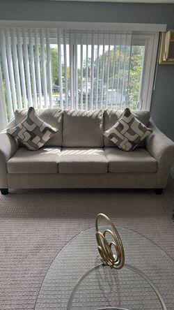 Furniture couches loveseat, sofa, two end tables with a coffee table to land shapes￼