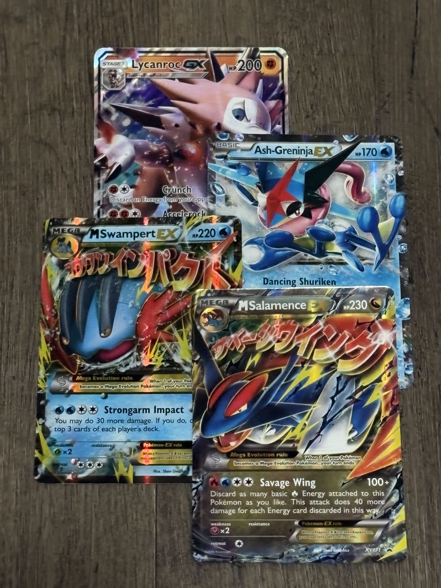 Pokémon Jumbo Card Lot of 4 (M Salamence, Lycanroc GX, M Swampert, Greninja EX)