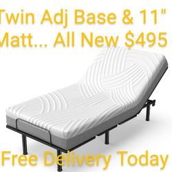 NEW Twin Adjustable Base w/ 11" Luxury Cool Gel Mattress