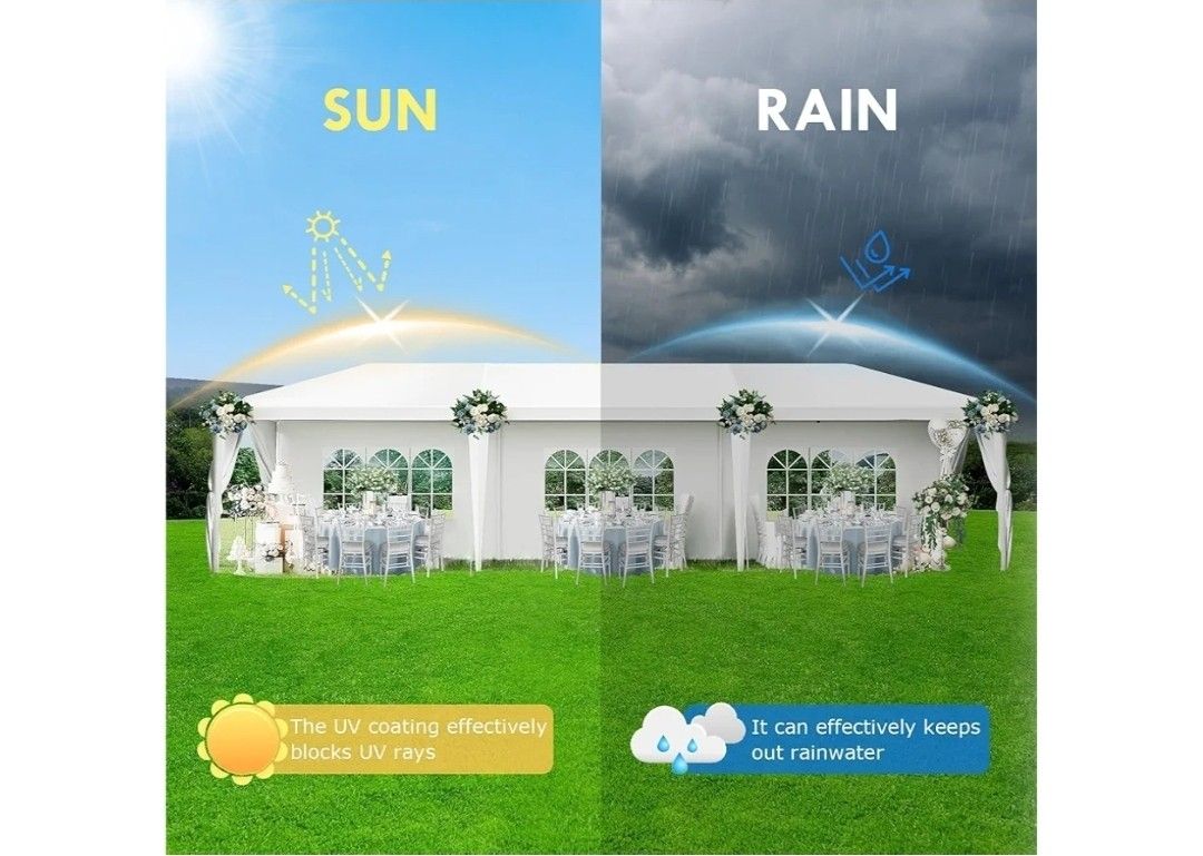 10x30 Party Tent, Heavy Duty Outdoor Tents for Parties, Wedding, Event, Large Canopy Tent with Walls, White Big Party Tents for Backyard, Garden, Wate