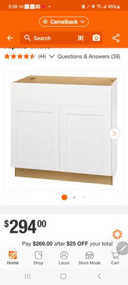 Avondale 36 in. W x 21 in. D x 34.5 in. H Ready to Assemble Plywood Shaker Sink Base Bath Cabinet in Alpine White