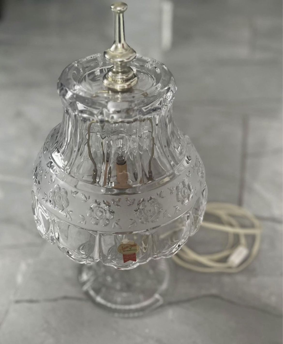Vintage Anne Hutte Bleikeistall lead crystal glass lamp. Antique Vintage