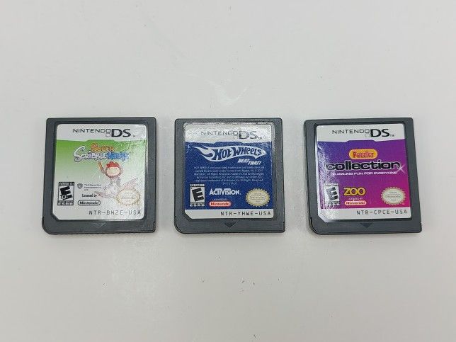 Nintendo DS lot of 3 Games Super Scribblenauts Hot Wheels Puzzler Collection