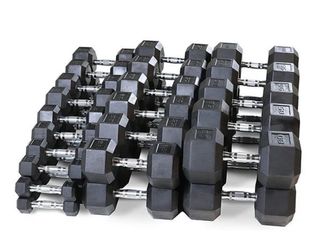 NEW RUBBER HEX DUMBBELL SET
