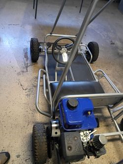Go Cart ready to roll with Helmet